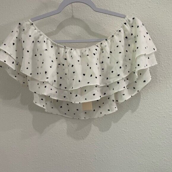 New Superdown Boho Festival Crop Top Hearts Coquette Beachy Stretch Top - Picture 8 of 8